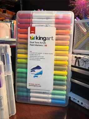 Kingart PRO Dual Tone Acrylic Paint Markers 36CT W/case - NEW